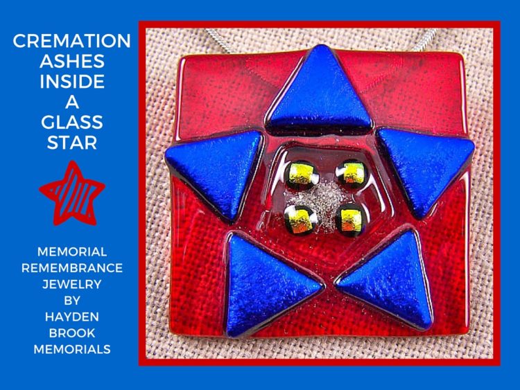 Star Memorial Ashes Cremation Pendant Red Blue Dichroic Glass