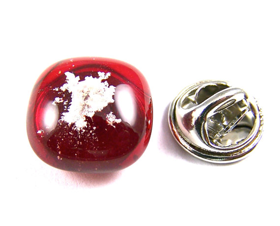 Memorial Tie Tack / Cremation Ashes Jewelry - Red Flair Pin