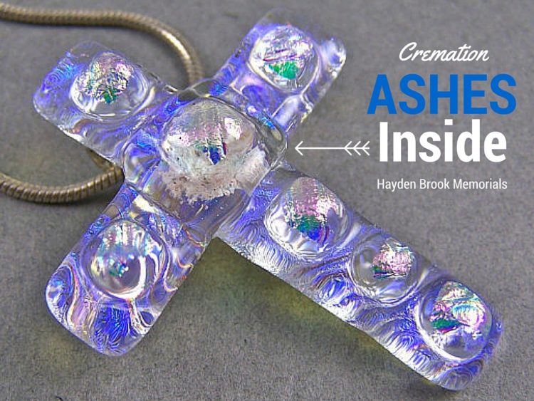 Cremation Jewelry CROSS Layered Clear Diamonds Dichroic Glass Moonstone Blue Opal Pink Accents Memorial Pendant