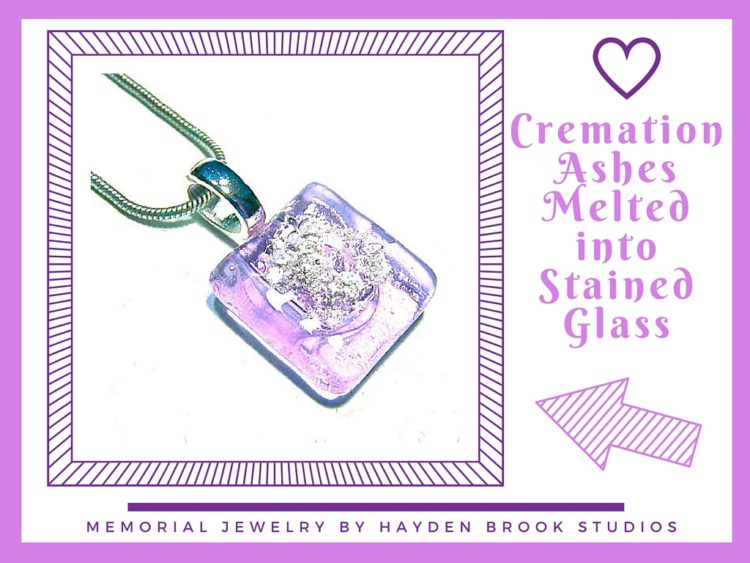 Stained Glass Window Cremation Ashes Memorial Pendant Purple Violet Jewelry