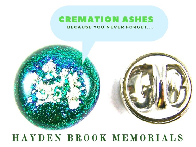 Cremation Ashes Flair Pin Gift Memorial Tie Tack Dichroic Glass Emerald Green