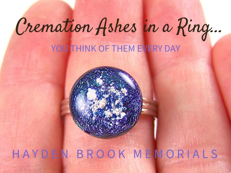 Dichroic Glass Cremation Ashes Memorial Ring Purple Violet Remembrance Jewelry Adjustable