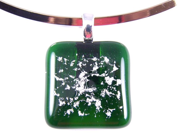 Stained Glass Window Cremation Ashes Memorial Pendant Green Deep Emerald